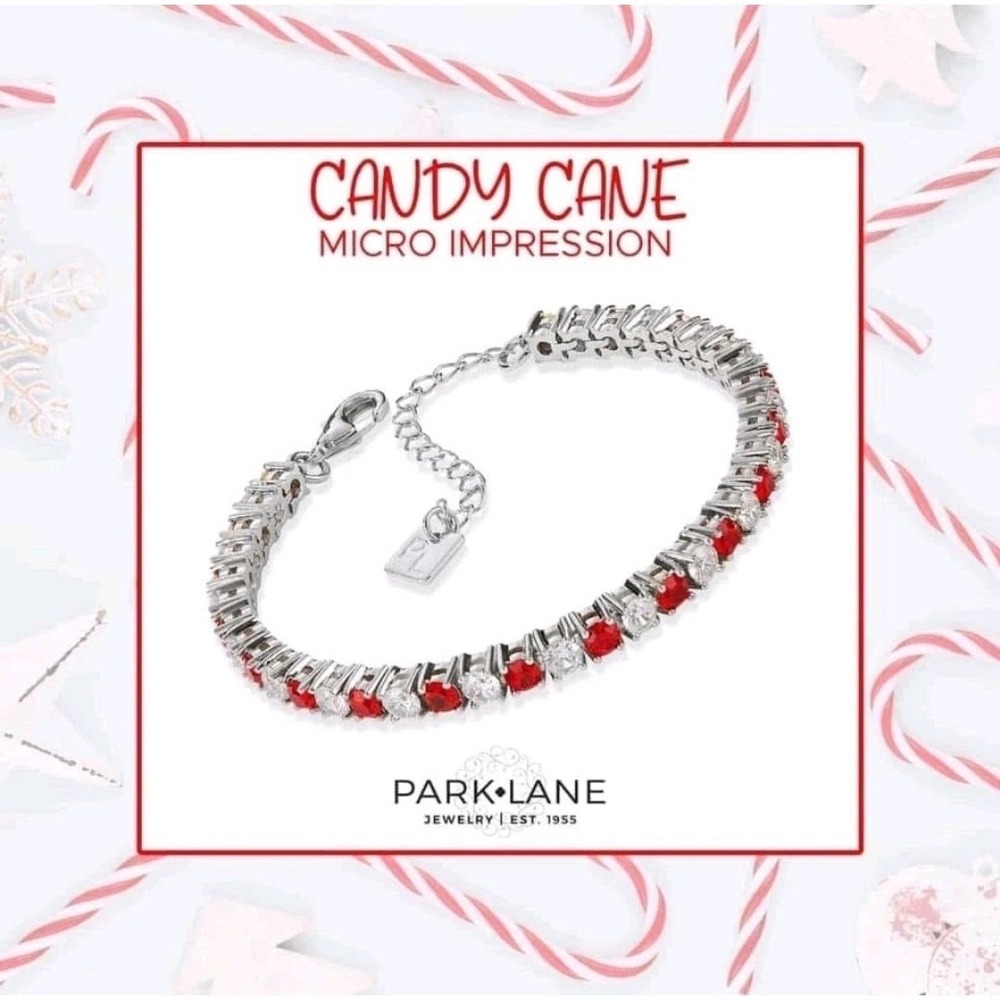 PARK LANE CANDY CANE MICRO Impression CZ  Tennis Bracelet Red Silvertone BNWT